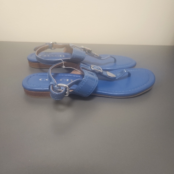 Coach Cassidy Metallic Tumbled Blue Sandals Sz 6B. Excellent Condition - Picture 5 of 11